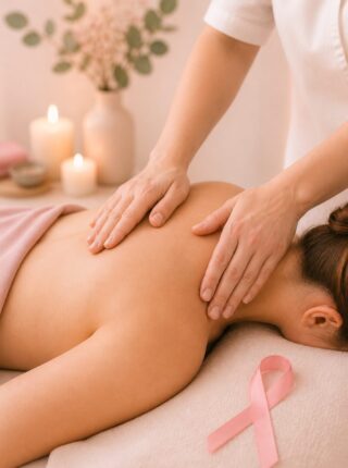 Massage doux du dos en contexte d’oncologie visant à apporter détente et confort